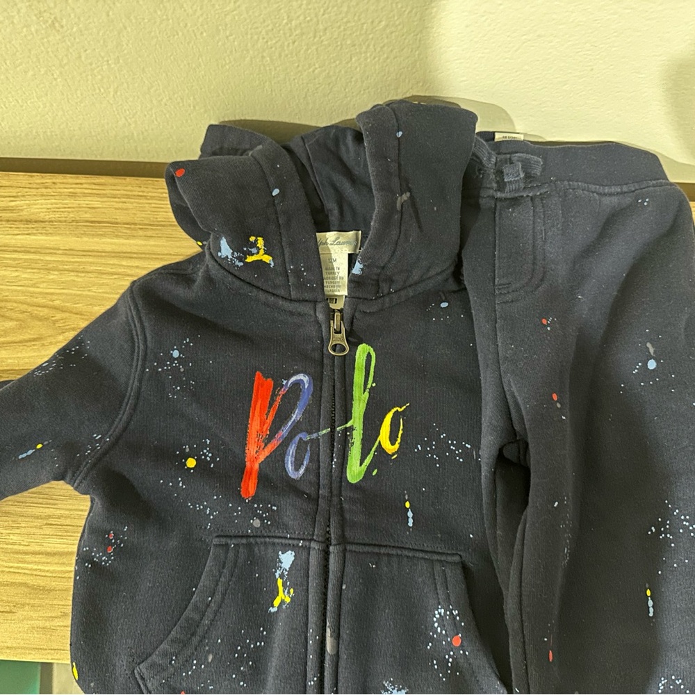 Polo Kids' Paint-Splash Hooded Zip Sweatshirt - Black